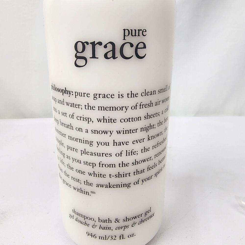 Philosophy Pure Grace Shampoo Shower Gel Bubble Bath Large 32 oz Sealed + Pump - Picture 2 of 5